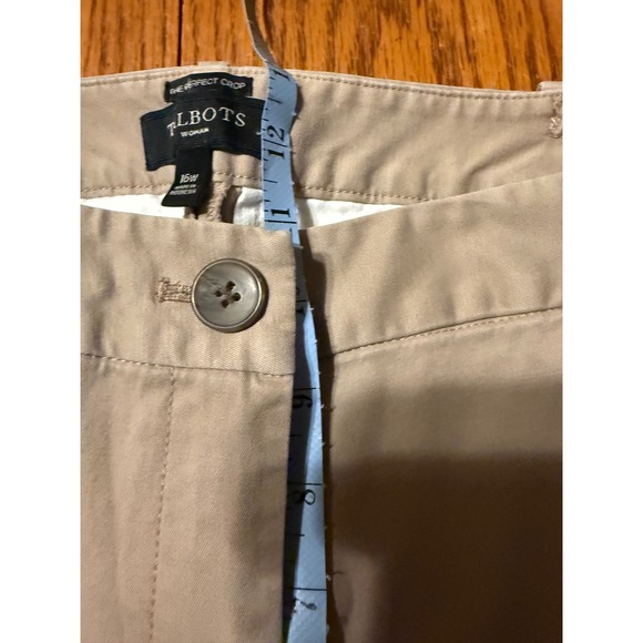 Talbots The Perfect Crop Khaki Pants Women 16W Mid Rise Elastic Waist - Picture 8 of 10
